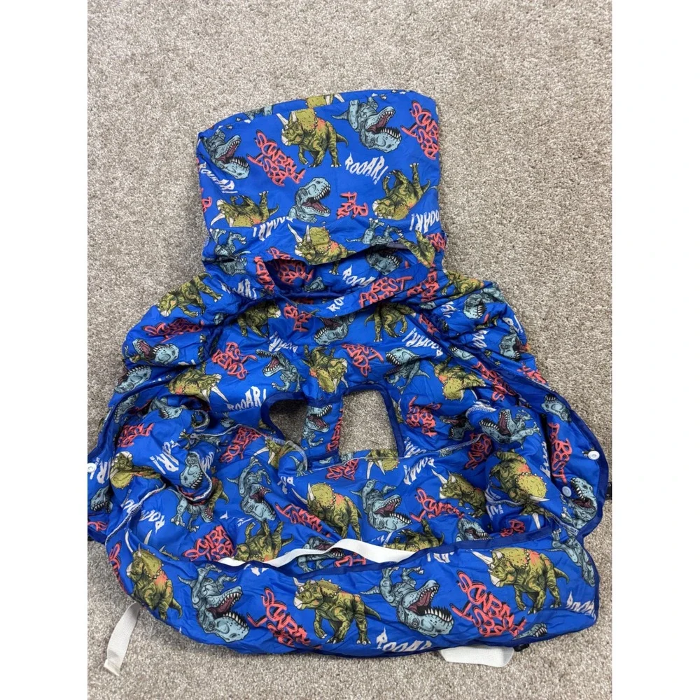 Blue Dinosaur Shopping Cart Cover T-Rex Triceratops Padded Portable Travel Bag